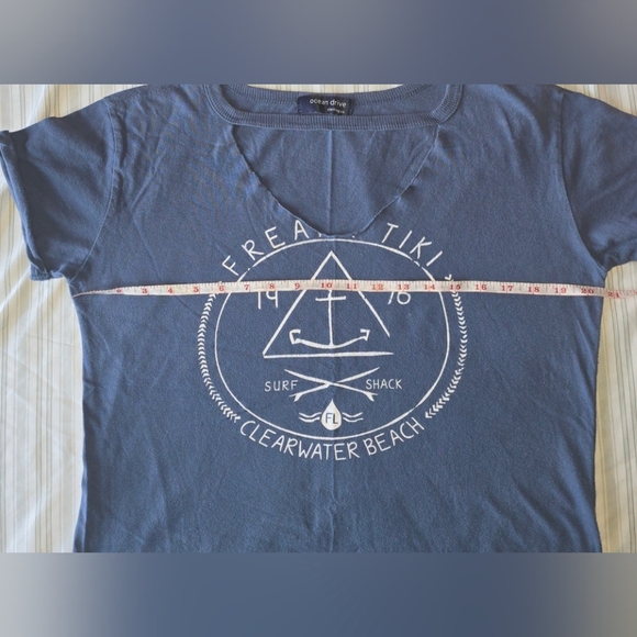 Freaky Tiki Tee Surf Shack w/cut out neckline|Blue/Gray|Medium| Clearwater Beach - Picture 9 of 9